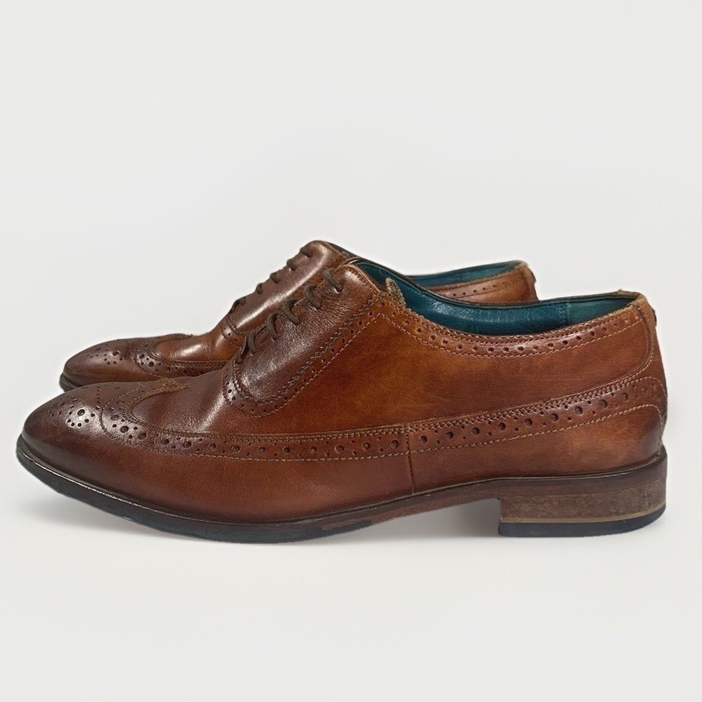 Ted Baker Asonce Wingtip Oxford Mens 9 Tan Leather Brogue Dress Shoes Formal